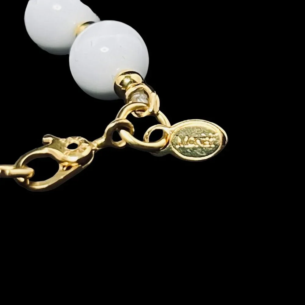 Monet White And Gold Tone Beaded Necklace (4853) - Picture 7 of 7